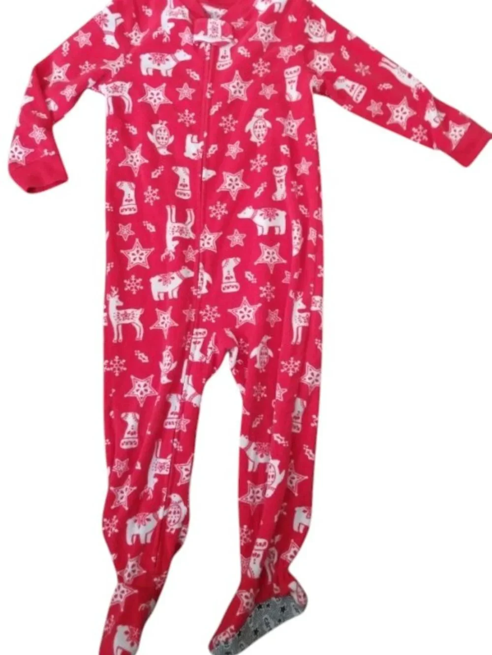 CARTER'S Red Holiday Print Fleece Blanket Sleeper Boys Size 3T